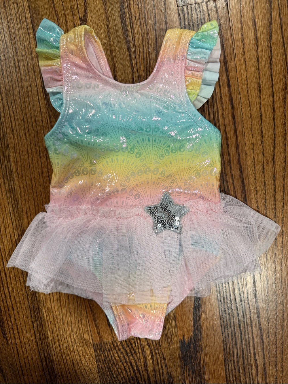 Penolope Mack Pastel Rainbow Tulle One-Piece Swimsuit with Sequin Star